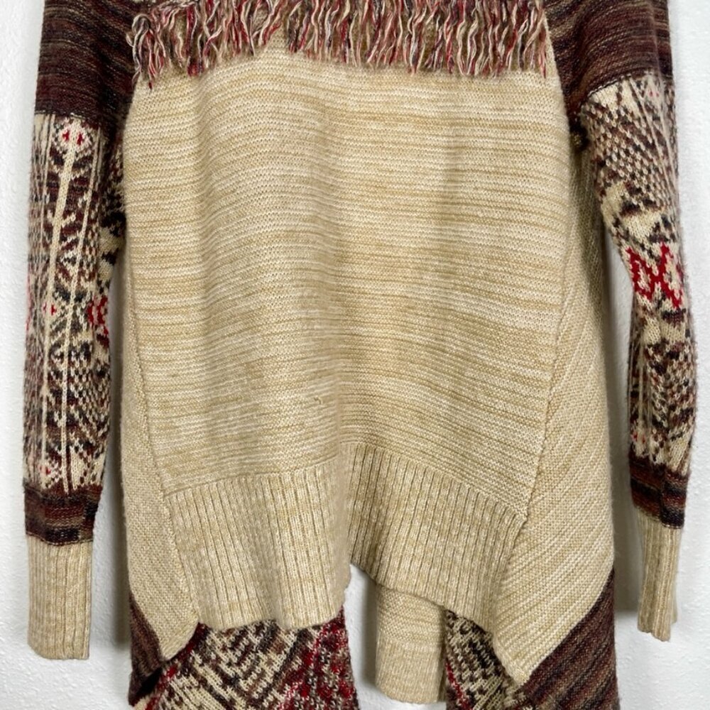 Target Knox Rose Boho Knit Fringe Neutral Poncho Cardigan Size: Medium - Picture 12 of 14